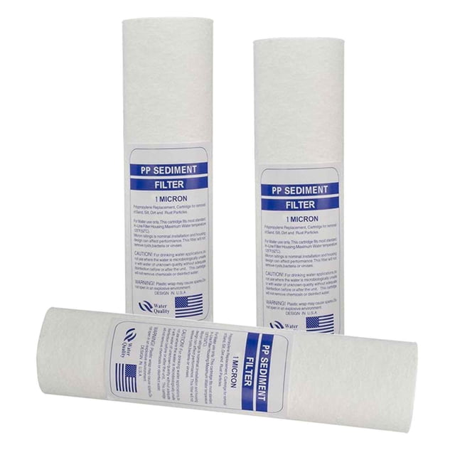 Filtro universal de sedimentos de agua de 3 piezas, cartucho de repuesto de filtro de polipropileno de algodón PP para cocina casera compatible de 10 1 micrón Sunnimix Cartucho de filtros de algodón PP