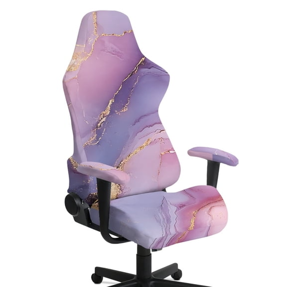 TSOVTHRID Purple Marble Texture Print Set of 4 Gaming Chair Slipcover with Armrest Covers Stretch Rotating Gaming Chair Protector Office Desk Chair Cover Cat Scratch Proof