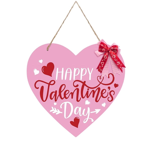 Happy Valentine's Day Sign Red Heart Wooden Sign Valentine Heart Wall Hanging Decor for Table Window Door Wall Decor