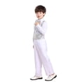 thumbnail image 4 of AHTJRT 2 Piece Boys Dance Outfits Sequin Jacket Pants Set Shiny Sparkly Hip Hop Disco Costumes Role Play Party Cosplay Outifts White 3-4 Years, 4 of 4