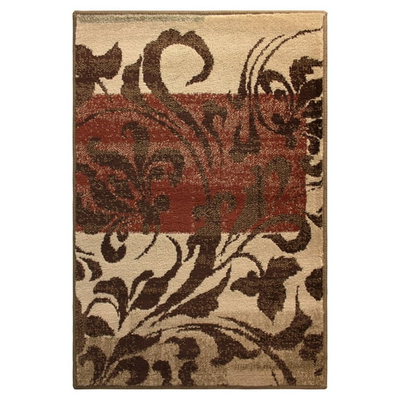 Superior Modern Scroll Tyra Textured Indoor High-Low Area Rug, 2' X 3', Ivory