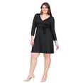 thumbnail image 4 of Plus Size V Neck Long Sleeve Faux Wrap Belted Dress, 4 of 6