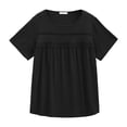 thumbnail image 5 of WellSize Lace Plus Size Women Blouses Casual Tunic Boho Tops Crew Neck Short Sleeve Shirts Trendy Summer Blouses, 5 of 8