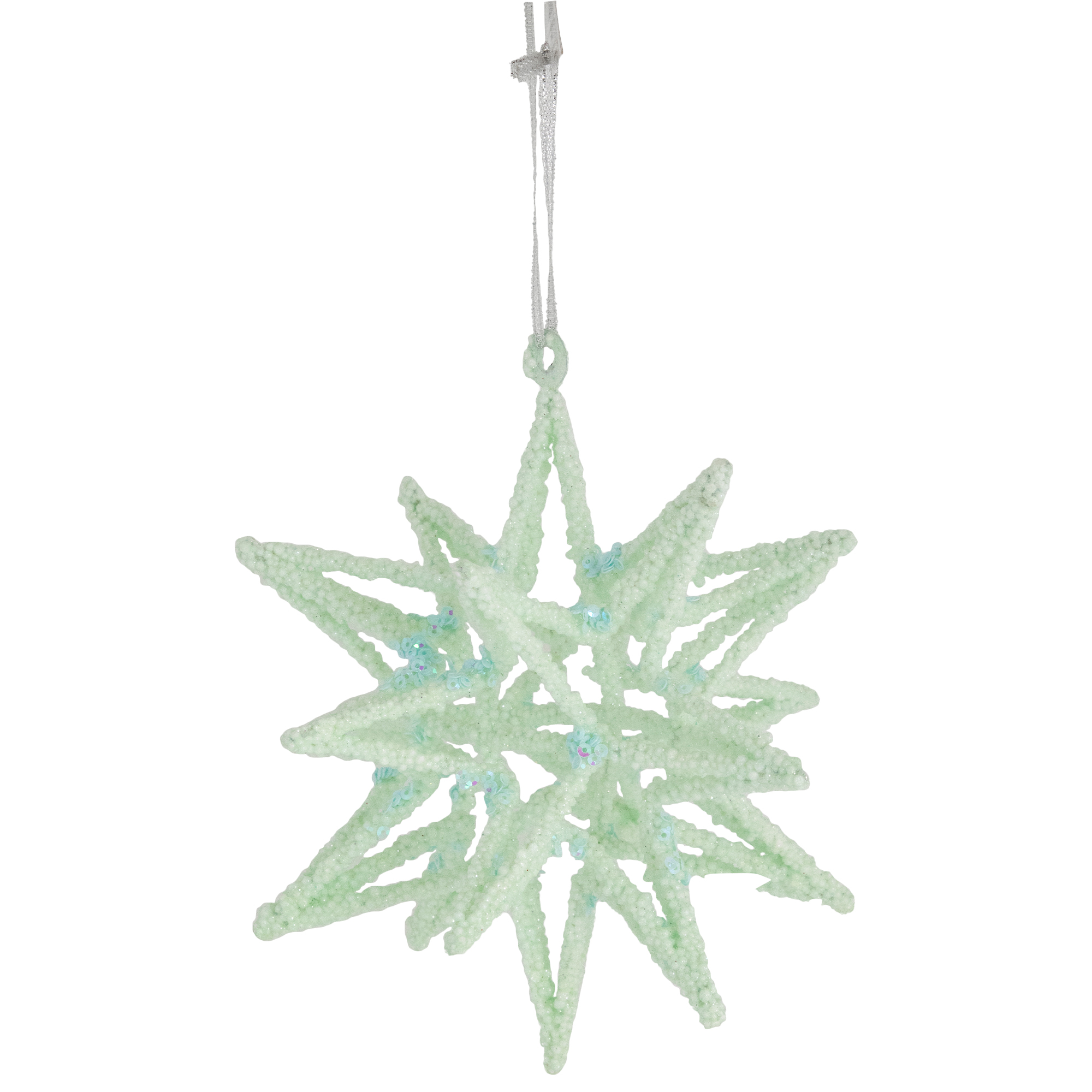 7" Starburst Light Blue Looped Iron Wire Christmas Ornament