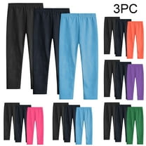 Ashirexll Leggings for Girls, Summer Pants, 3PC Solid Color Leggings for Girls 3-14Y Summer Casual Elastic Waist Long Pants