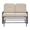 thumbnail image 4 of Barton Outdoor Patio Rocking Bench Loveseat, 2 Seater, Rocket Function, UV Water Resistant, Soft Cushion, Beige, 4 of 7