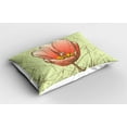 thumbnail image 2 of Ambesonne Tulip Pillow Sham 2 Pack, Romantic Flower Sketch, 30"x20", Pale Green Coral Yellow, 2 of 3
