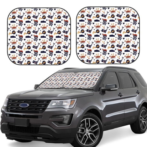 Fotbe Pirate Theme Juego de 2 Piezas de Parasoles para Parabrisas | Bloqueador Solar para Auto | Accesorios Plegables para Protección Solar Interior-Medium