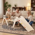 thumbnail image 4 of Gymax Panda-Themed Wood Montessori Climbing Set w/Slide Ramp Ladder & Cartoon Blocks Beige, 4 of 10