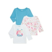 Garanimals Baby Girl Long Sleeve Shirts Multipack, 3-Pack, Sizes 0/3-24 Months