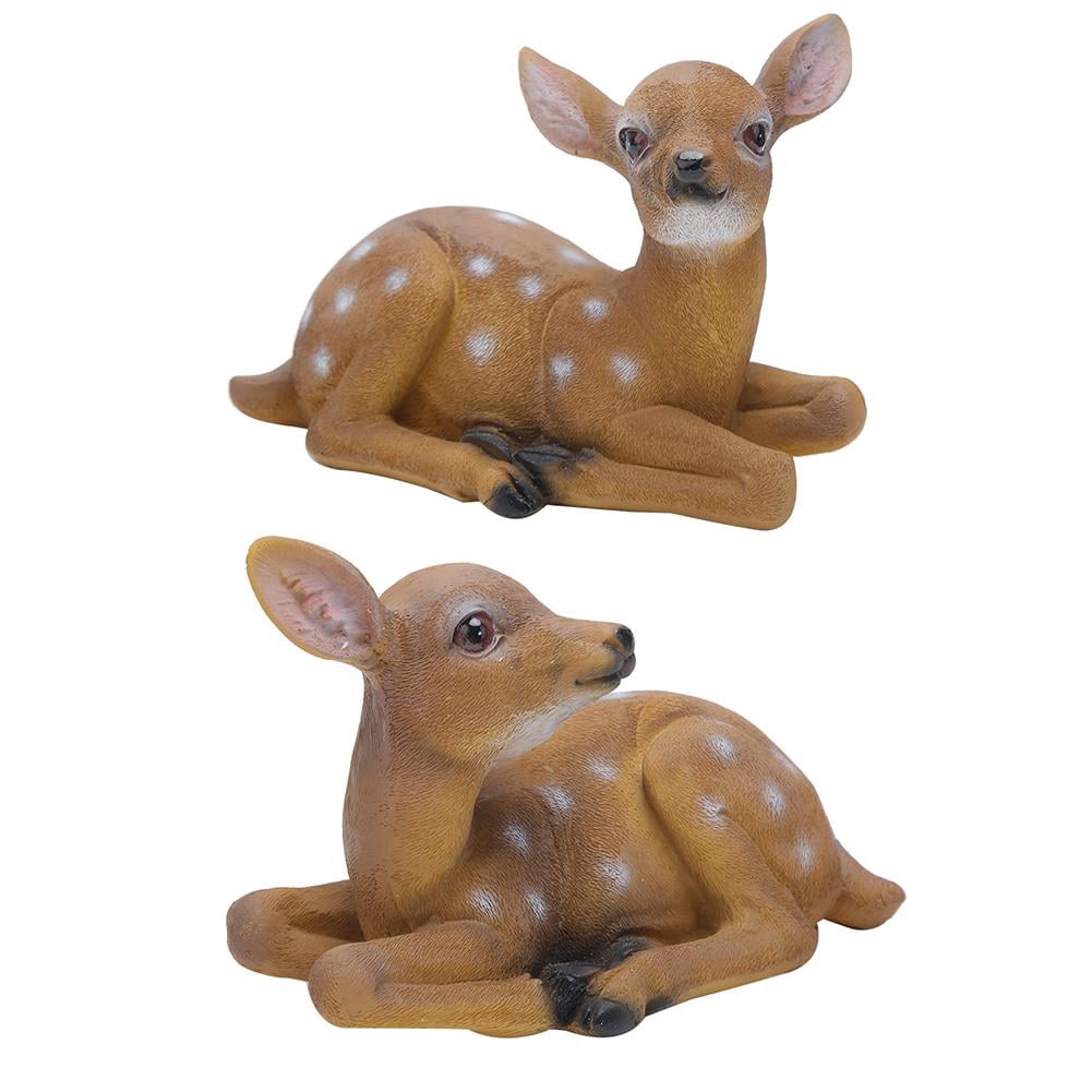 Zerodis Art Craft Ornaments 2Pcs Deer Statue, Durable Animal Model Sika Deer Model, Park Patio Yard For Garden