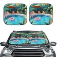 thumbnail image 2 of Salouo Tropical Poolside Relaxation Pattern Car Windshield Sun Shade Foldable | Front Windshield Shade for Sun, Heat and UV Rays | Interior Sun Protection-Medium, 2 of 6