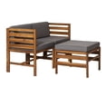 thumbnail image 2 of Modular Outdoor Brown and Grey Acacia L/R Chairs + Ottoman by Walker Edison, 2 of 11