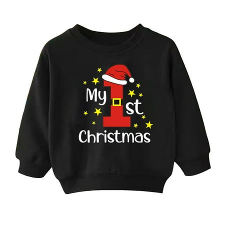 

Girls Sweatshirt Christmas Casual Loose Active Full Sleeves Letter Print Crop Hoodies for Boys