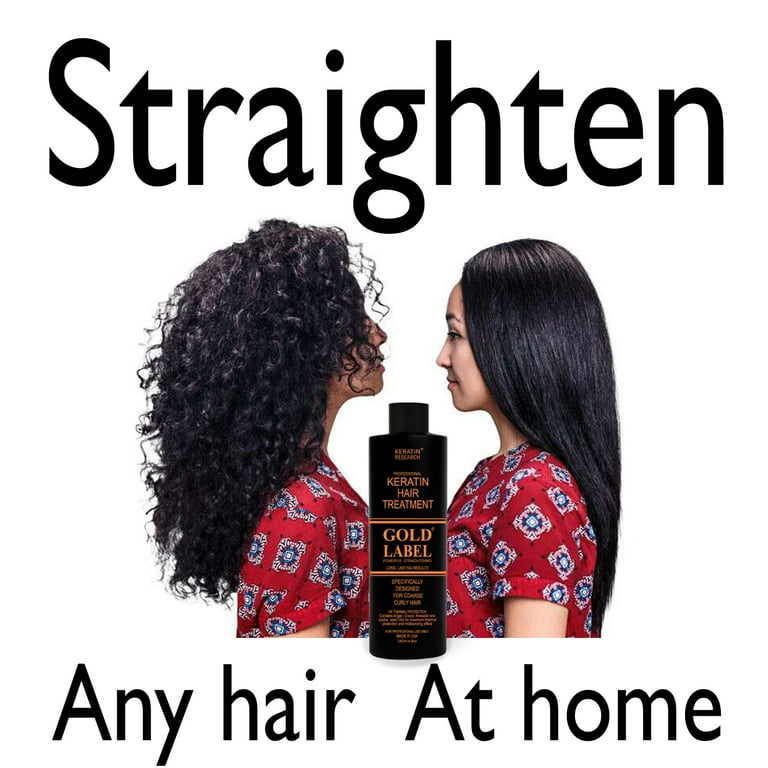 Keratin Research Gold Label Brazilian Keratin Hair Treatment Straightening Complex Blowout Organic Results. Effective Any All Hair Types Coarse Thick