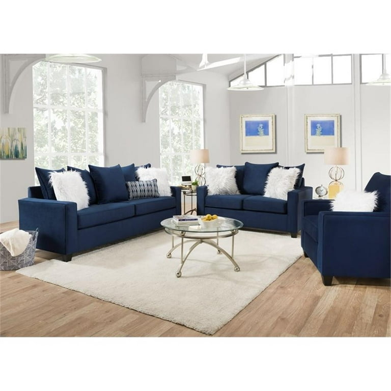 Luxley Sofa with Accent Pillows in Navy Blue - Walmart.com