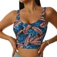 thumbnail image 2 of Haiem Tropical Leaves Pattern Womens Sports Bra - U Neck Padded Low Impact Yoga Bra Workout Crop Top Gym Moisture-Wicking Workout Vest -Large, 2 of 9