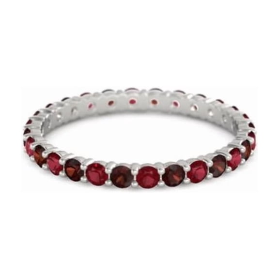 2mm Round Shape Ruby & Garnet 925 Sterling Silver Full Eternity Mother's Day Gift Ring