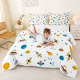 thumbnail image 3 of Manfei Kawaii Cartoon Rockets Queen Comforter Set,Celestial Planets Comforter Sets Queen,White Blue,Polkadot Reversible,3-Piece,1 Comforter and 2 Pillowcases, 3 of 7