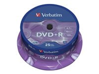Verbatim 95033 4.7 GB 16x Spindle DVD+R Recordable Disc - Silver (25/Pack)