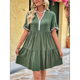 thumbnail image 5 of Vestido Camisero Holgado con Escote en V para Mujer, Estilo Babydoll, Corta, Corte Recto, Informal, Minivestido de Verano 2025. Verde S, 5 of 10