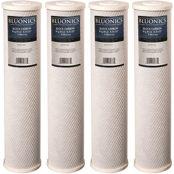 4 pcs Big Blue CTO Carbon Block Water Filters 4.5" x 20" Whole House Cartridges