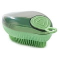thumbnail image 1 of Mom's Best Cepillo de baño para mascotas, masajeador y cepillado, con dispensador de jabón y champú, exfoliante corporal de silicona suave, color verde menta., 1 of 2