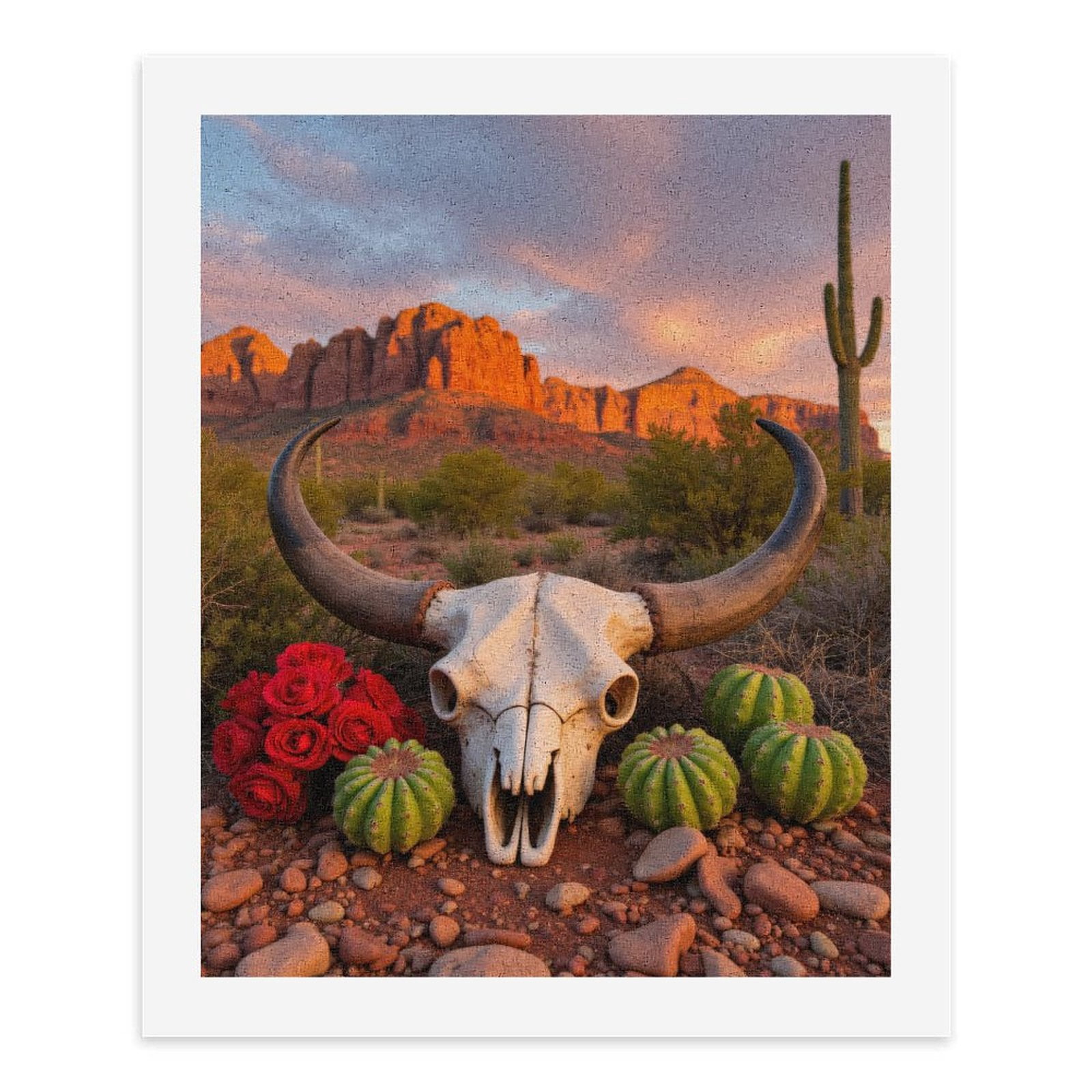 Paint by Numbers Kit for Adults, Desert Skull Cactus Sunset Scene Paint by Numbers, Easy Paint by Numbers Kit for Adults Beginner, DIY Adult Paint by Number Kits on Canvas, Home Decor