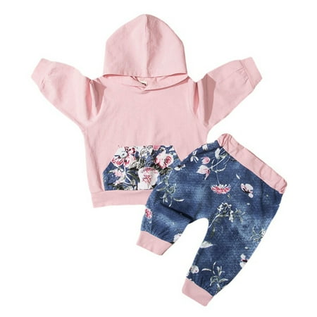 

Autumn Baby Girls Flower Print Outfit Set Long Sleeve Hoodie Pants (0-24M)