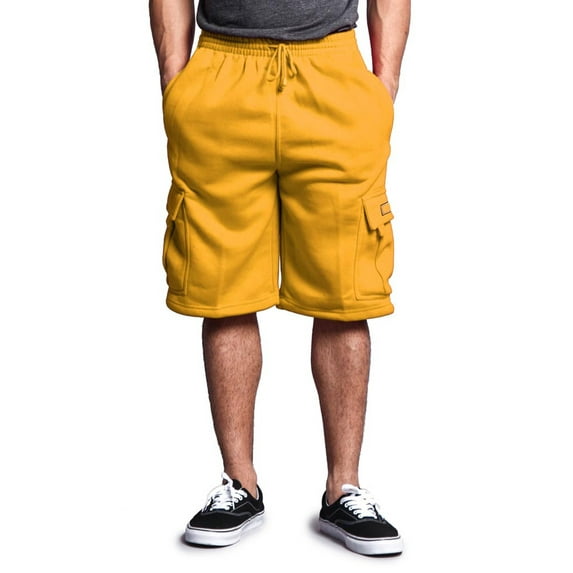G-Style USA Men's Solid Fleece Cargo Shorts DFP1 - Gold - X-Large