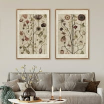 IDEA4WALL Framed Canvas Print Wall Art Set Wildflowers Vintage Botanical Wall Decor Antique Bohemian Floral Fine Art Retro Wilderness Artwork for Living Room, Bedroom, Office - 24"x36"x2 Natural