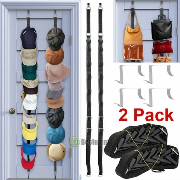 16 Hooks Baseball Cap Hat Rack Wall Door Hanger Holder Storage Organizer - 2Pack