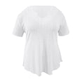 thumbnail image 5 of ZunFeo Womens White Eyelet Blouse Scalloped V-Neck Short Sleeve Flowy Casual Summer Tunic Top Plus Size Available,Size 3XL, 5 of 9