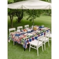 thumbnail image 4 of Outdoor Tablecloth with Umbrella Hole for Patio/Picnic/Party/Camping, 4th of July Daisy Waterproof Table Cloth Rectangle Table Cover Washable, Vintage Floral Blue Red Buffalo Plaid (60"x 102"), 4 of 8