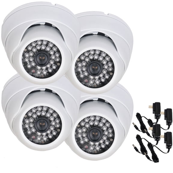 VideoSecu 4x Security Camera 600TVL IR Day Night Built-in 1/3 inch Sony Effio CCD Wide Angle View Vandal Proof with 4 Powers bsi
