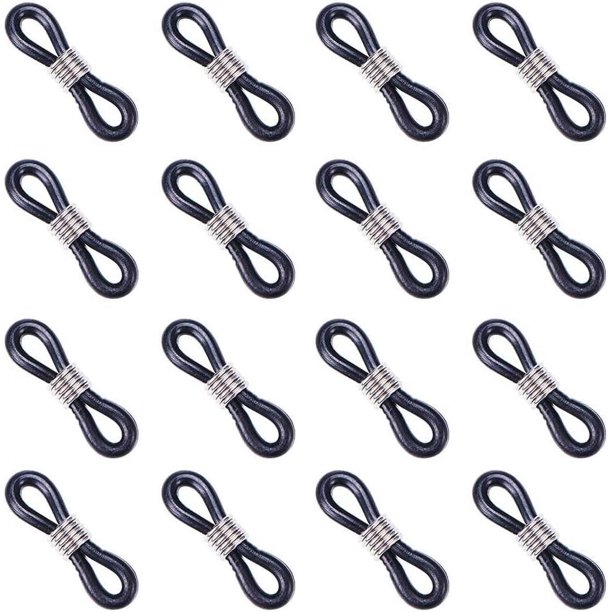 200 piezas de soportes de conector de retención de extremos de bucle de goma antideslizantes negros con accesorios de hierro para cadena de collar y soporte de gafas