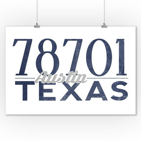 Austin, Texas - 78701 Zip Code (Blue) - Lantern Press Artwork (9x12 Art Print, Wall Decor Travel