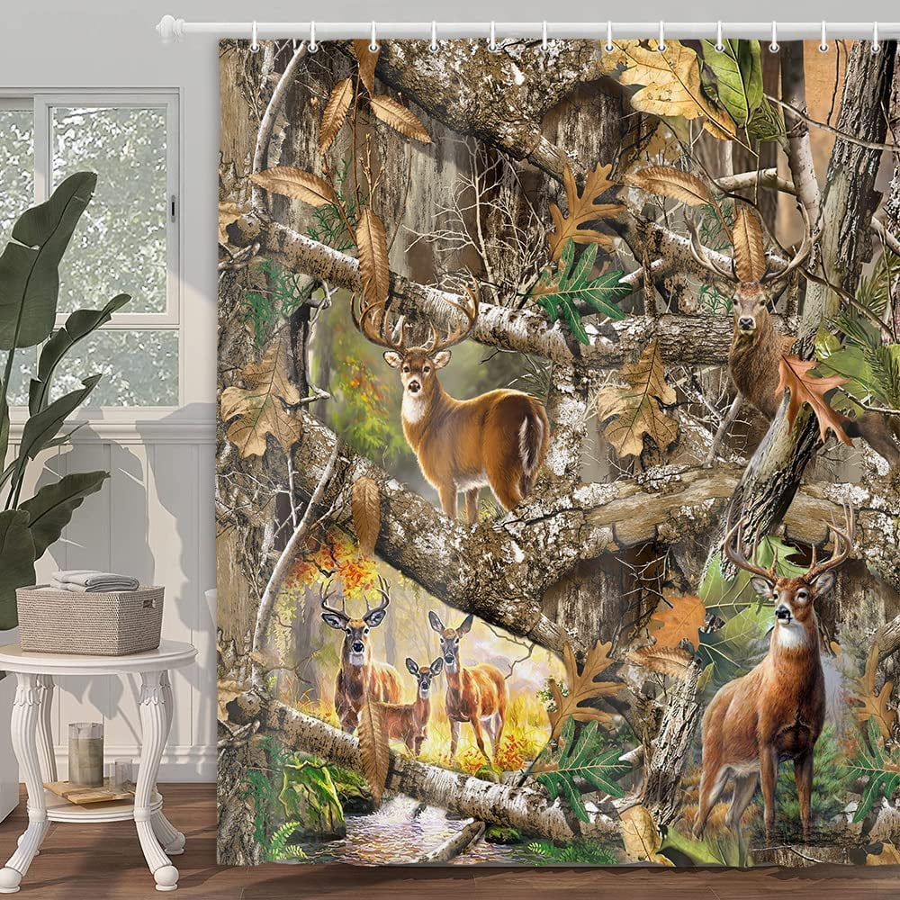 Farmhouse Rustic Deer Small Shower Stall Curtain Size 36 x 72, Forest  Woodland Cabin Narrow Stand up Shower Curtains for Bathroom Decor Polyester  Fabric Set 