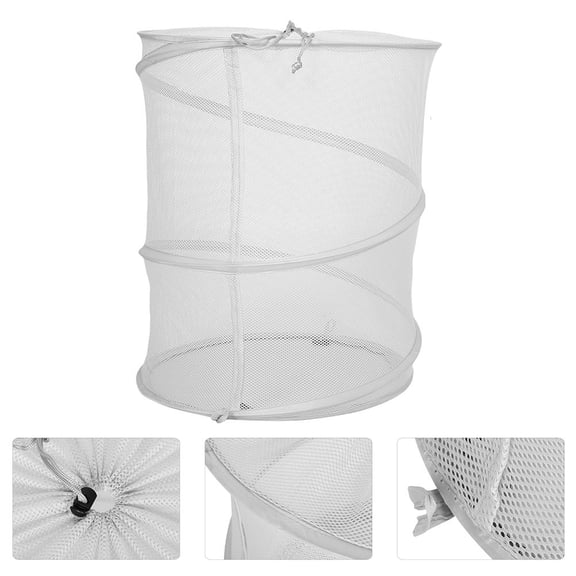 HOOWIFFY Space Saving White Foldable Laundry Hamper with Breathable Mesh