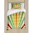 thumbnail image 1 of Vintage Rainbow Twin Size Duvet Cover Set, Worn Out Effect with Colorful Stripe and Stars Retro Carnival Theme Pattern, Decorative 2 Piece Bedding Set with 1 Pillow Sham, Multicolor, by Ambesonne, 1 of 3