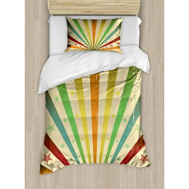 Vintage Rainbow Twin Size Duvet Cover, Rainbow Duvet Cover Twin Bed Size
