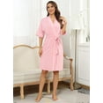 thumbnail image 2 of MAYFISH Womens Short Robe Cotton Bamboo Rayon Blend Lightweight Kimono Bathrobe Soft Breathable Knee Length(Pink,M), 2 of 5