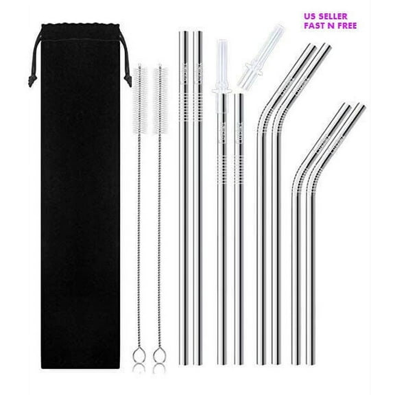 0.24inch Stainless Steel Straws 4 Sizes (10.5in,10.04in,8.5in,8.07in)