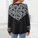 thumbnail image 5 of Moda mujer Casual suelta Leapard impreso Irregular empalme cuello redondo camisetas Tops Fridja FKASFK2458, 5 of 8