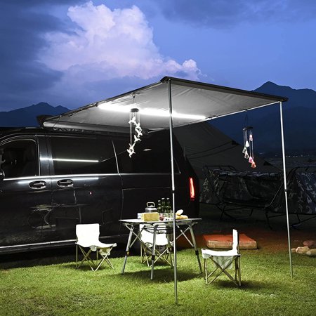 Yescom 4.6x6.6' Vehicle Awning Car Side Roof Rack Awning with LED for SUV Truck Van Tailgate Rooftop Pull Out Tent Shelter Overlanding Shade Outdoor Camping Travel