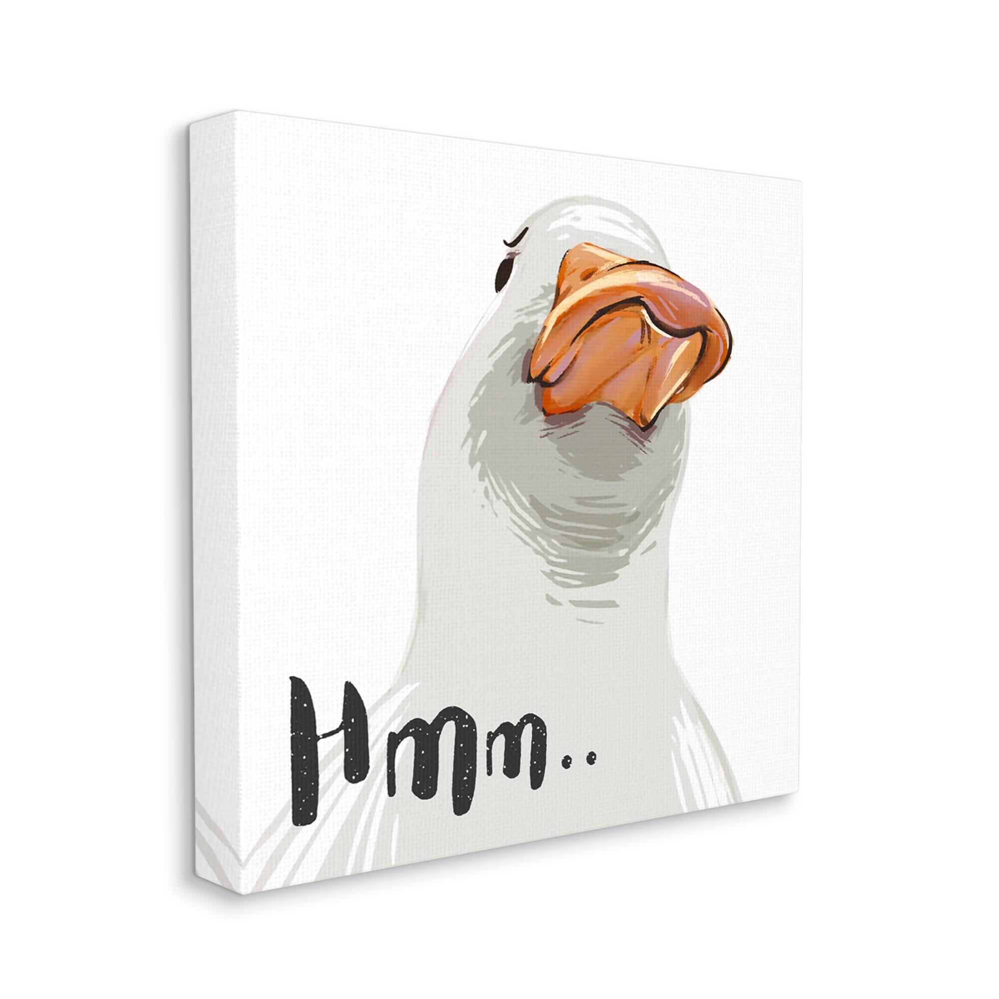 Stupell Industries Hmm.. Funny Duck Thinking Face Animals & Insects Painting Gallery Wrapped Canvas Print Wall Art
