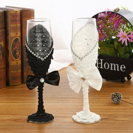 

Frcolor 1 Pair Red Wine Goblets Creative Black White Dress Decorative Glasses Romantic Wedding Drinkware Supplies