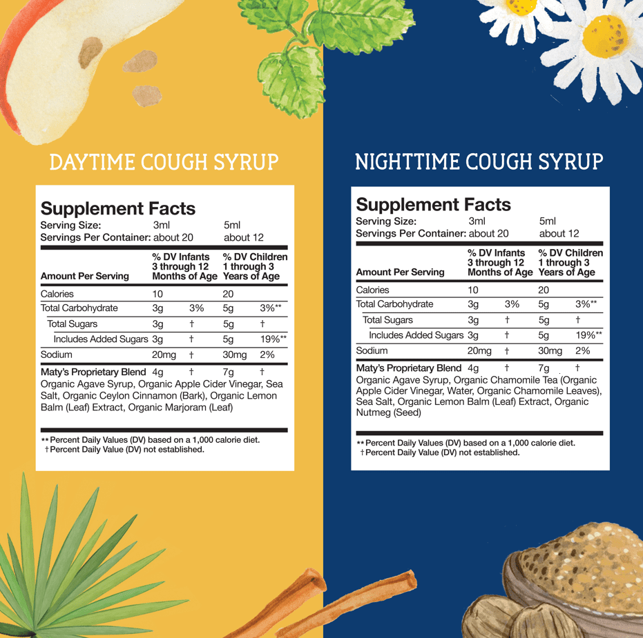 Matys Organic Baby Cough Syrup, for Infants 3 Months and up, Day & Night Value Pack, 2 fl oz, 2 Pk