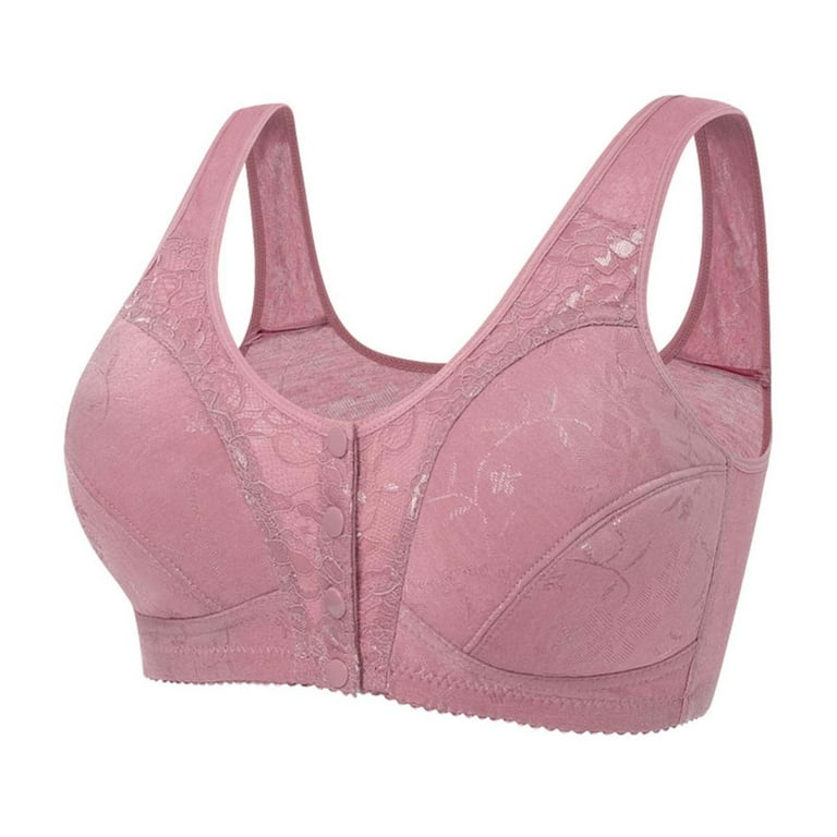 YWDJ Bras for Women Underwire Push up Front Closure Lounge Bras Comfortable  Bras Wide Strap Full Coverage Wrap Sexy Bras Padded Plus Size Lace Sexy Bras  Button Sleep Bras Pink M 
