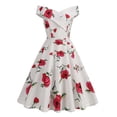 thumbnail image 1 of EQWLJWE Longue Robe pour Femmes Mode Féminine Col en V Sans Manches Imprimé Vintage Soirée Cocktail Robes Évasées Extensibles, 1 of 8